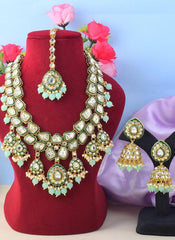 Mint Green Kundan Festival Wear Necklace Set MKSW694420