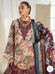 Eres Bonita by BinIlyas Embroidered Viscose Shirt with Digital Print Chiffon Dupatta & Trousers | 3-Piece Unstitched Suit 1104-B