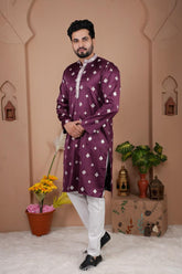 Malai Silk Kurta with Heavy Embroidery & Sequence Work 08