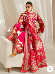Eres Bonita by BinIlyas Embroidered Viscose Shirt with Digital Print Chiffon Dupatta & Trousers | 3-Piece Unstitched Suit 1102-A
