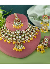 Yellow Kundan Festival Wear Necklace Set MKSW366722