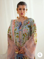 Eres Bonita by BinIlyas Embroidered Viscose Shirt with Digital Print Chiffon Dupatta & Trousers | 3-Piece Unstitched Suit 1105-A