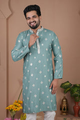 Malai Silk Kurta with Heavy Embroidery & Sequence Work 07