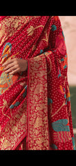 Kimora Sindhuri Premium Bindiya Bandhani Georgette Saree with Blouse SA-481