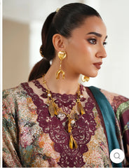 Eres Bonita by BinIlyas Embroidered Viscose Shirt with Digital Print Chiffon Dupatta & Trousers | 3-Piece Unstitched Suit 1104-B