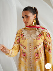 Eres Bonita by BinIlyas Embroidered Viscose Shirt with Digital Print Chiffon Dupatta & Trousers | 3-Piece Unstitched Suit 1101-B