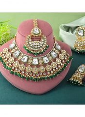 Dark Green Kundan Festival Wear Necklace Set MKSW330697
