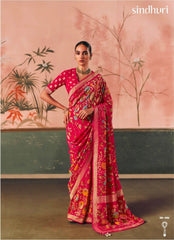 Kimora Sindhuri Premium Bindiya Bandhani Georgette Saree with Blouse SA-486