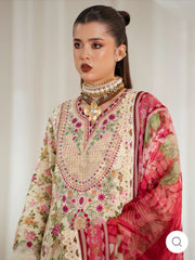 Eres Bonita by BinIlyas Embroidered Viscose Shirt with Digital Print Chiffon Dupatta & Trousers | 3-Piece Unstitched Suit 1107-A