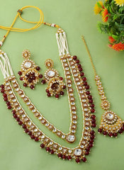 Maroon Kundan Festival Wear Necklace Set MKSW214680