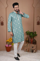 Malai Silk Kurta with Heavy Embroidery & Sequence Work 07