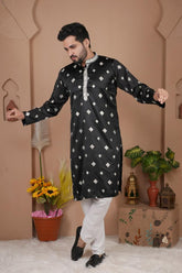 Malai Silk Kurta with Heavy Embroidery & Sequence Work 09