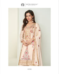 Alisha Semi-Stitched Chinnon Silk Anarkali Suit Set with Palazzo& Dupatta | AASHIRWAD CREATION 10386
