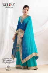 Sunehri by Gulzar| Embroidered Viscose Simmer Jacket with Sharara & Dupatta Set 3032