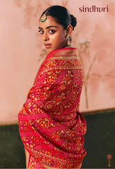 Kimora Sindhuri Premium Bindiya Bandhani Georgette Saree with Blouse SA-484