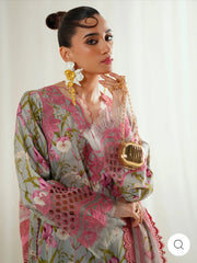 Eres Bonita by BinIlyas Embroidered Viscose Shirt with Digital Print Chiffon Dupatta & Trousers | 3-Piece Unstitched Suit 1103-B