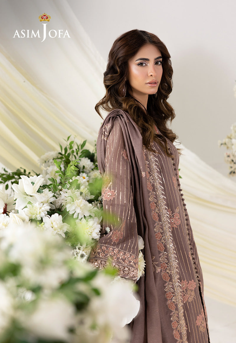 AJIZL-20 EMBROIDERED PAPER COTTON UNSTITCHED 3 PCS