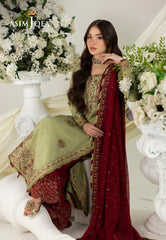 AJIZL-04 EMBROIDERED RAW SILK UNSTITCHED 3 PCS