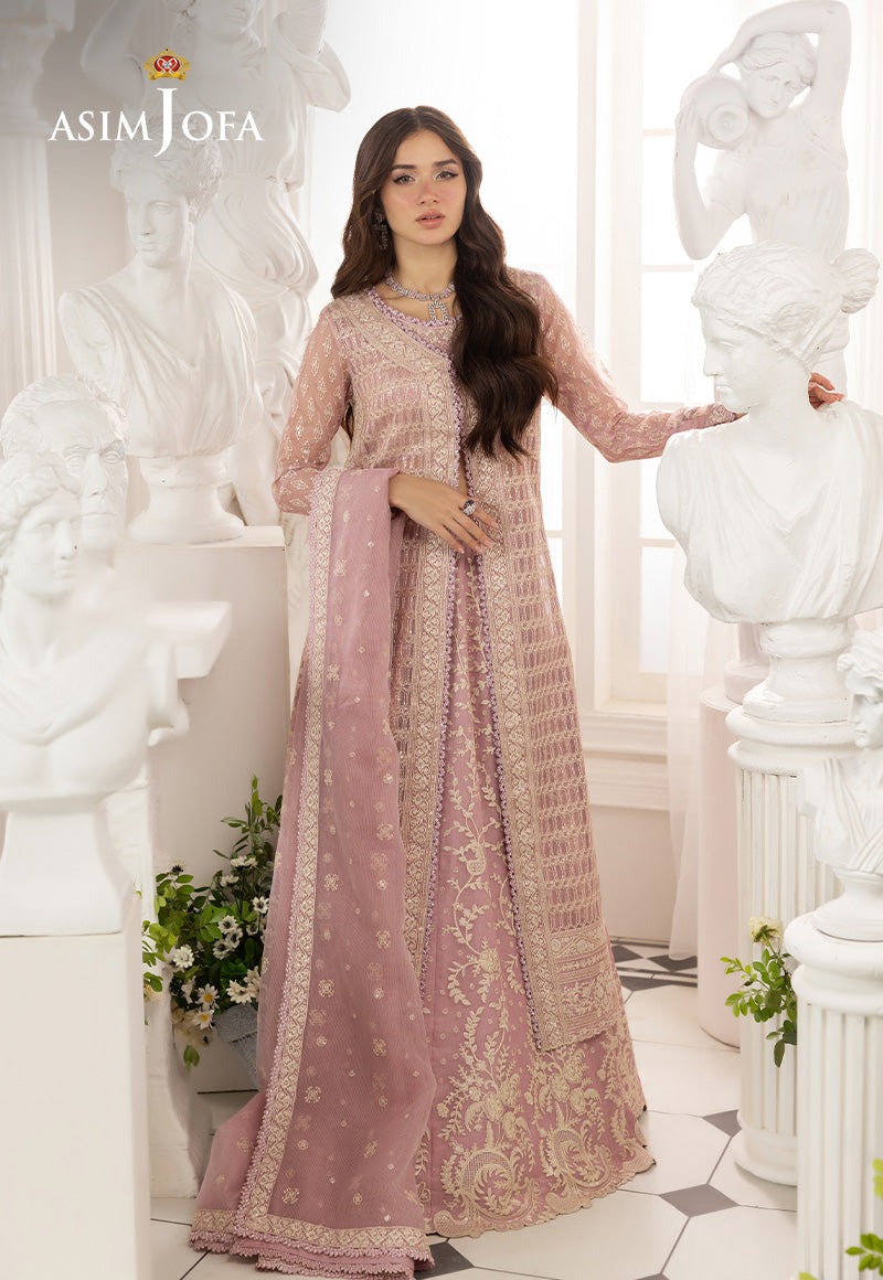 AJIZL-12 EMBROIDERED JAVERIA NET UNSTITCHED 3 PCS