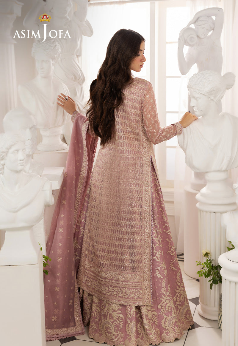 AJIZL-12 EMBROIDERED JAVERIA NET UNSTITCHED 3 PCS