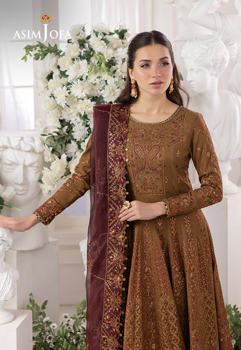 AJIZL-13 EMBROIDERED SPUN RAW SILK UNSTITCHED 3 PCS