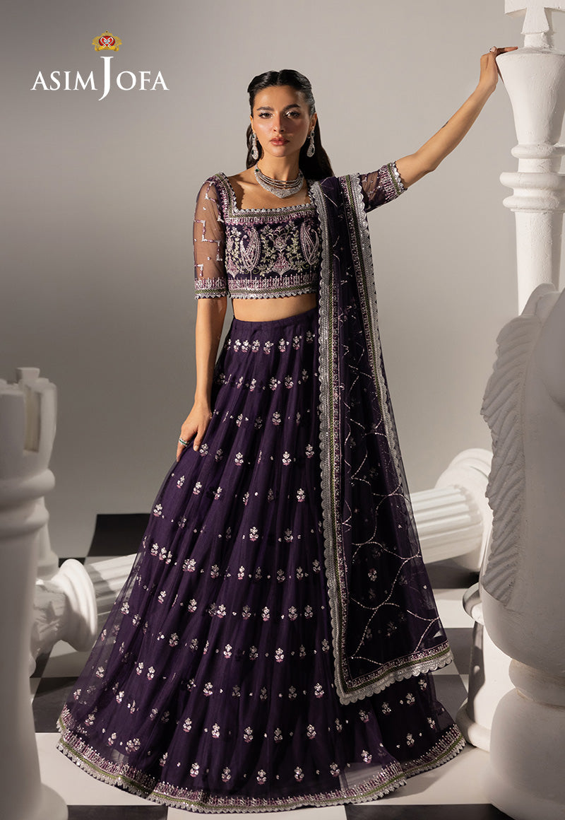 AJIZL-15 EMBROIDERED NET UNSTITCHED 3 PCS
