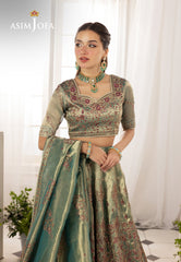 AJIZL-10 EMBROIDERED ZARI TISSUE UNSTITCHED 3 PCS
