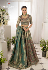 AJIZL-10 EMBROIDERED ZARI TISSUE UNSTITCHED 3 PCS