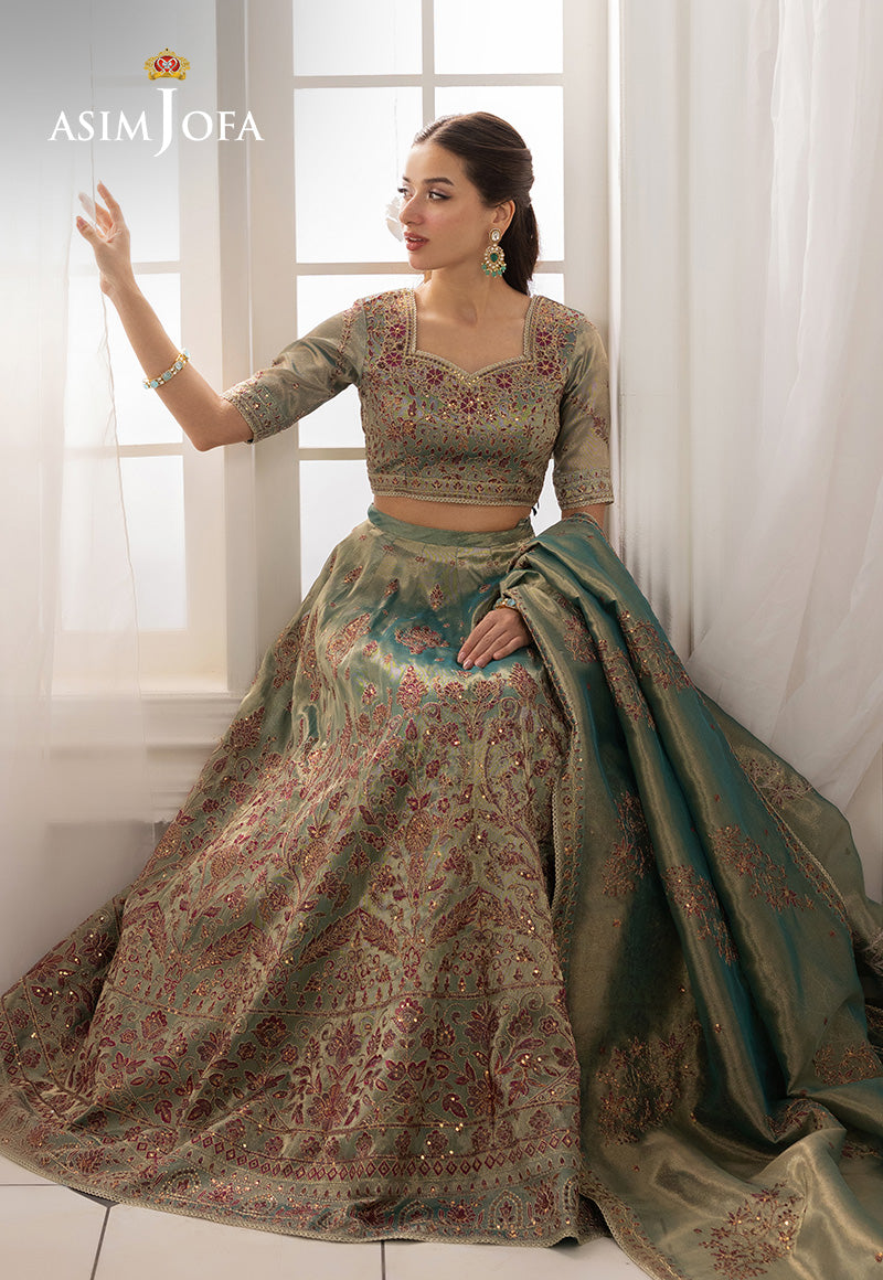 AJIZL-10 EMBROIDERED ZARI TISSUE UNSTITCHED 3 PCS