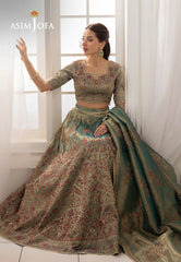 AJIZL-10 EMBROIDERED ZARI TISSUE UNSTITCHED 3 PCS