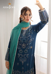 AJIZL-18 EMBROIDERED SILK UNSTITCHED 3 PCS
