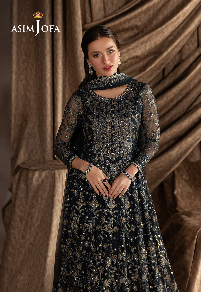 AJIZL-09 EMBROIDERED NET UNSTITCHED 3 PCS