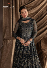 AJIZL-09 EMBROIDERED NET UNSTITCHED 3 PCS