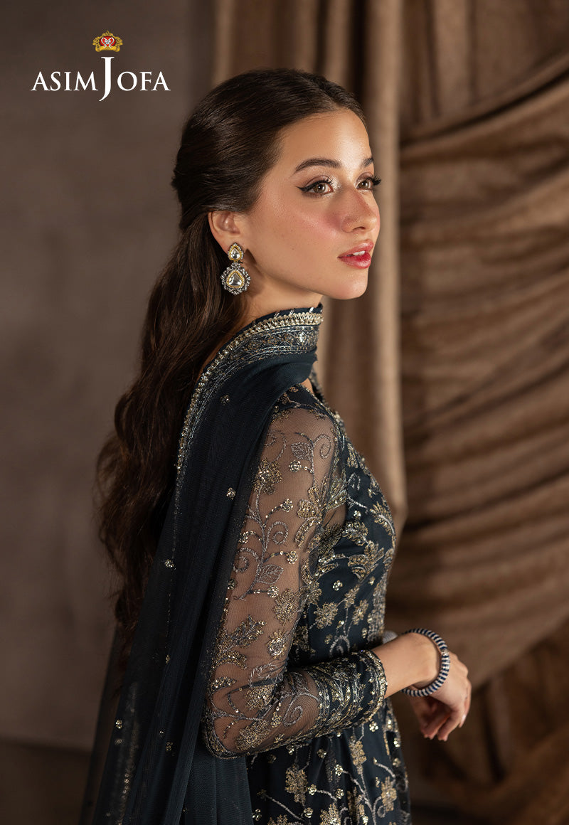 AJIZL-09 EMBROIDERED NET UNSTITCHED 3 PCS
