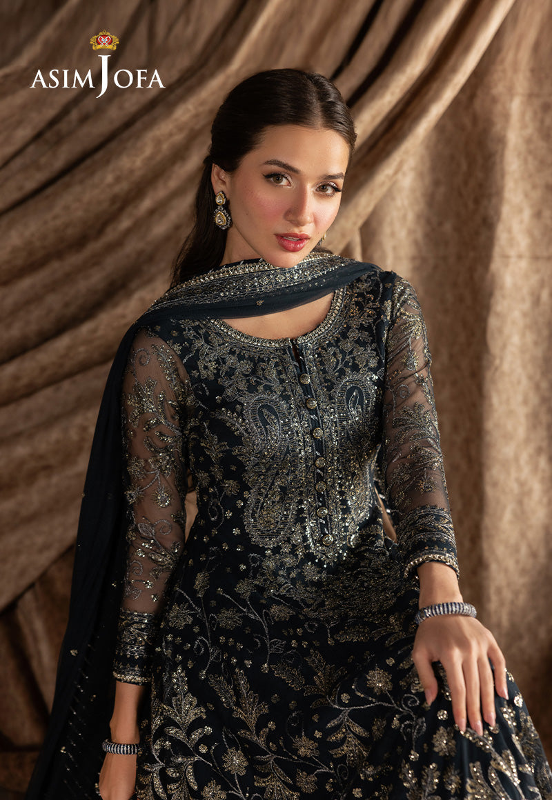 AJIZL-09 EMBROIDERED NET UNSTITCHED 3 PCS
