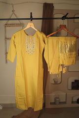 Handmade Indian Wedding Haldi Salwar Suits, Simmer Silk Dress with Zardozi, Zari, Sequins and Thread work