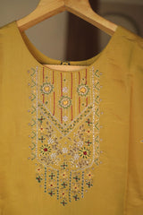 Handmade Indian Wedding Haldi Salwar Suits, Simmer Silk Dress with Zardozi, Zari, Sequins and Thread work