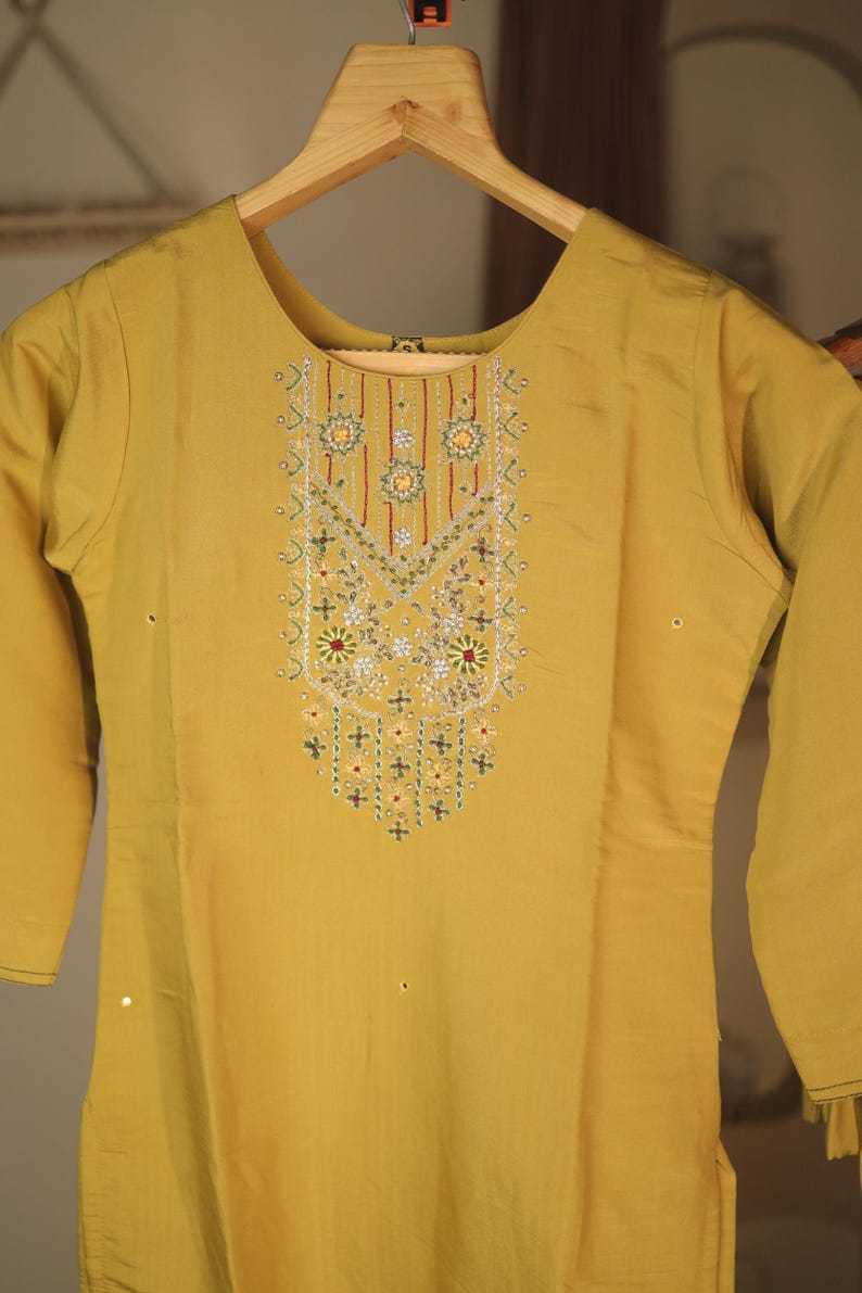 Handmade Indian Wedding Haldi Salwar Suits, Simmer Silk Dress with Zardozi, Zari, Sequins and Thread work