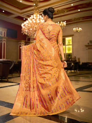 Festive Occasion Organza Silk Saree, Zari Weaving Saree, Indian Bollywood Style Wedding Occasion Saree