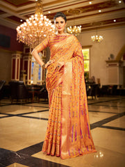 Festive Occasion Organza Silk Saree, Zari Weaving Saree, Indian Bollywood Style Wedding Occasion Saree