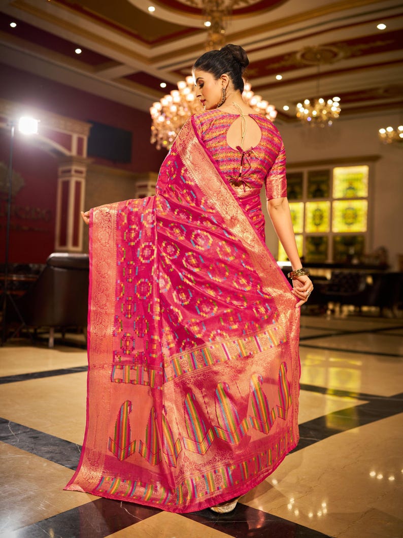 Pink Organza Silk Saree, Indian Wedding Saree, Bollywood Saree Online USA UK, Trending Indian Sarees Online AUS, Saree For Women