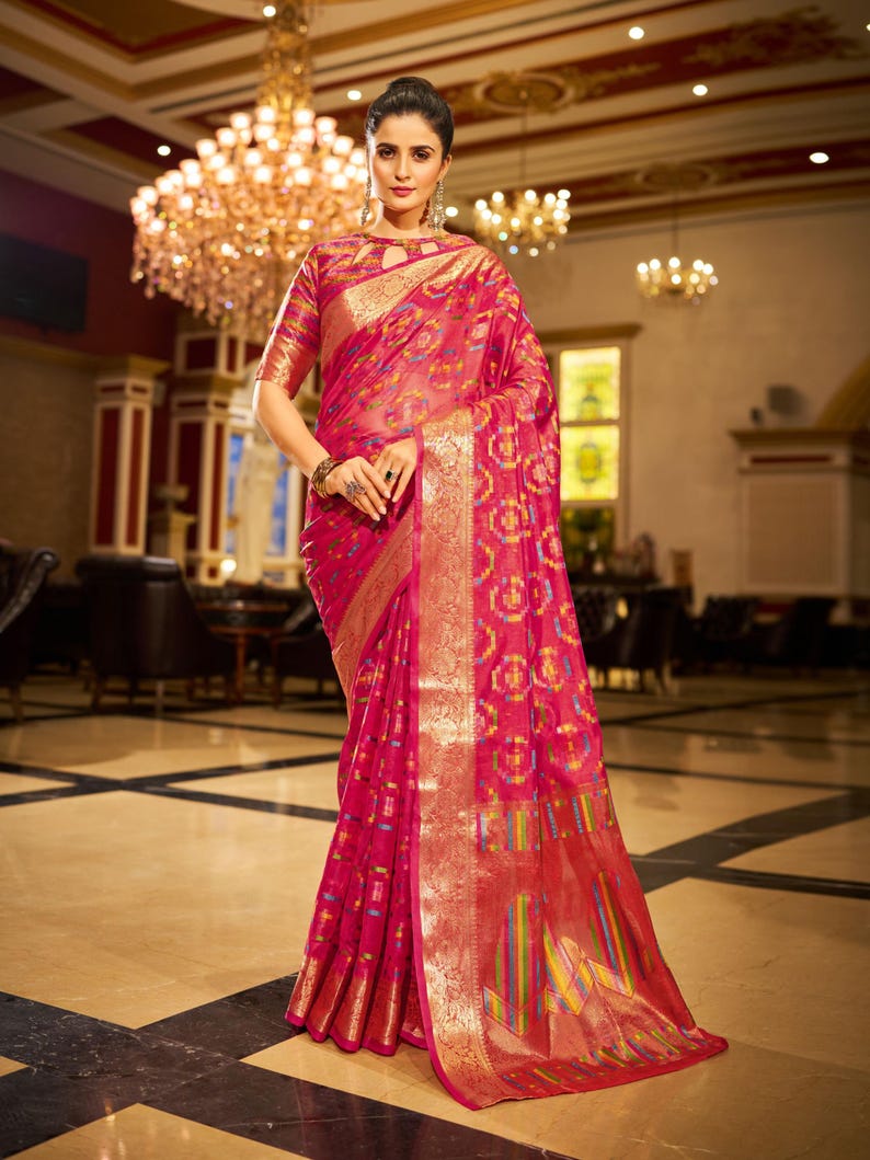 Pink Organza Silk Saree, Indian Wedding Saree, Bollywood Saree Online USA UK, Trending Indian Sarees Online AUS, Saree For Women