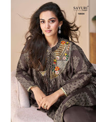 SAYURI DESIGNER FABRIC - PREMIUM REAL CHINON SILK ( EMBROIDERED TOP WITH HAND EMBELLISHED WORK PONCHO STYLE  WITH PLAZZO ) 10054
