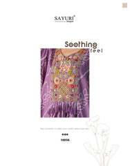 SAYURI DESIGNER FABRIC - PREMIUM REAL CHINON SILK ( EMBROIDERED TOP WITH HAND EMBELLISHED WORK PONCHO STYLE  WITH PLAZZO ) 10056