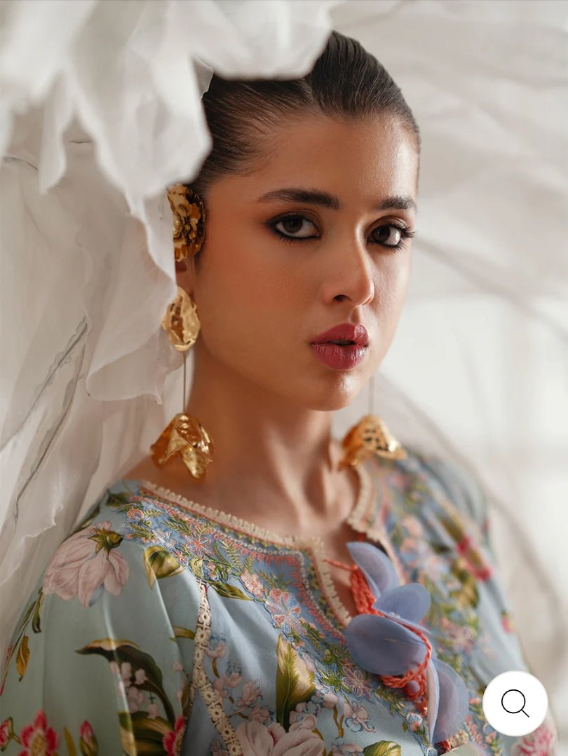Eres Bonita by BinIlyas Embroidered Viscose Shirt with Digital Print Chiffon Dupatta & Trousers | 3-Piece Unstitched Suit 1105-A