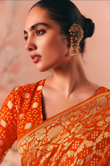 Kimora Sindhuri Premium Bindiya Bandhani Georgette Saree with Blouse SA-490