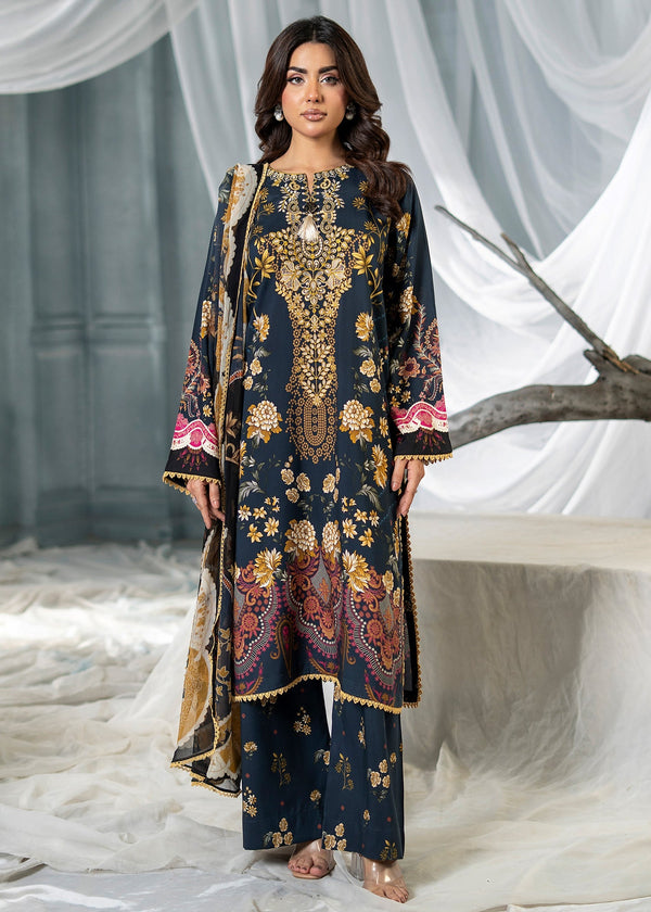 Meerak Embroidered Linen 25 Navy Charm