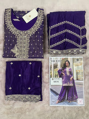 Sayuri Designer Presents:The Swati (3 Pcs) Ensemble in Pure Viscos Simar Jacquard Silk 5848