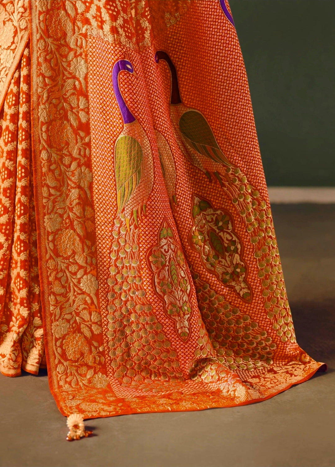 Kimora Sindhuri Premium Bindiya Bandhani Georgette Saree with Blouse SA-490