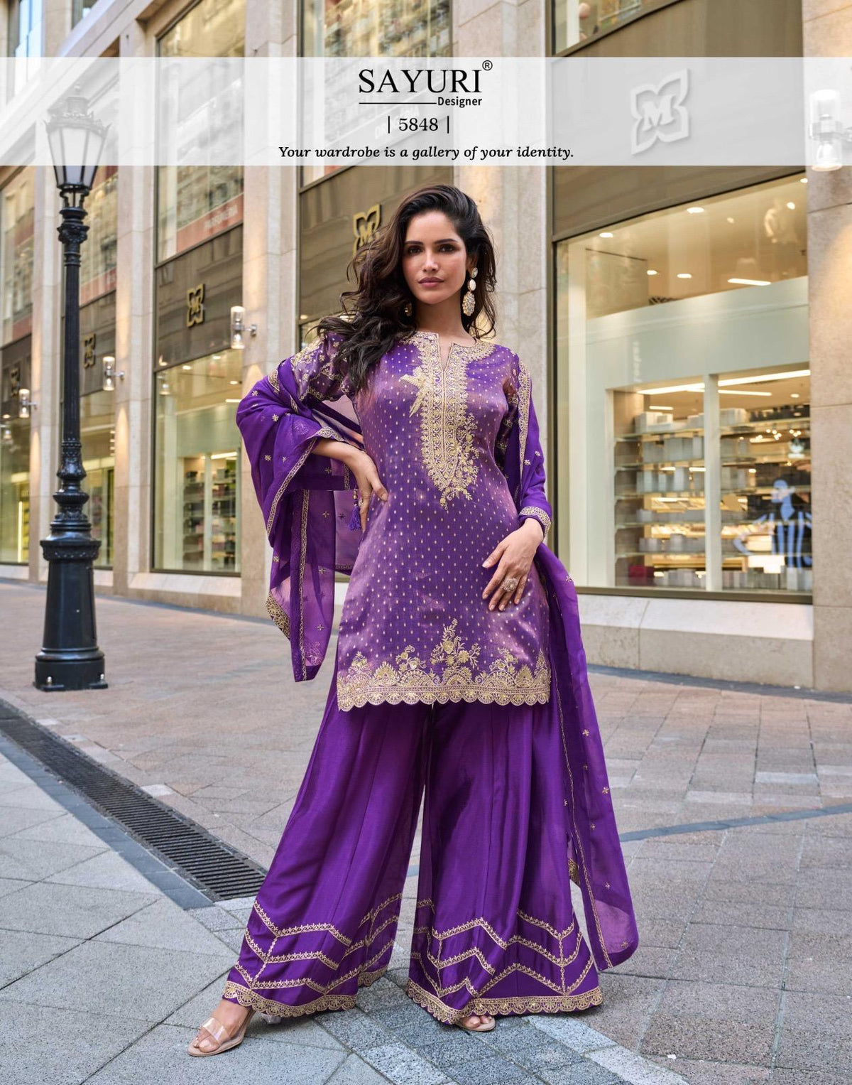 Sayuri Designer Presents:The Swati (3 Pcs) Ensemble in Pure Viscos Simar Jacquard Silk 5848